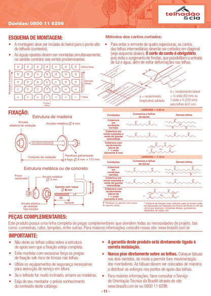 Telha ondulada CRFS Brasilit 1,83x1,10x8mm