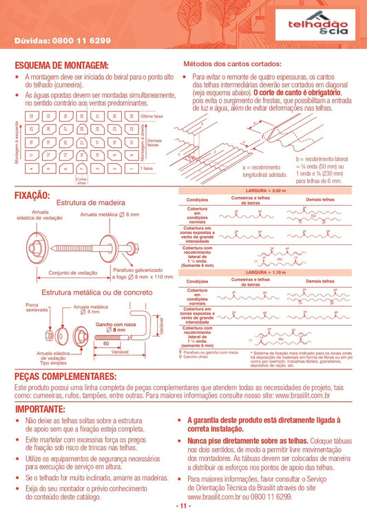 Telha ondulada CRFS Brasilit 1,53x1,10x8mm